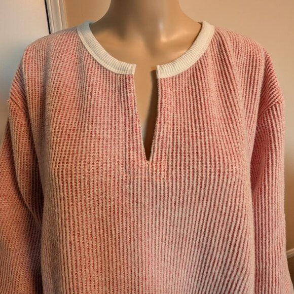 AE Women's Lounge Long Sleeves Shirt Sweatshirt with Cream Trim Size XL - Picture 4 of 5